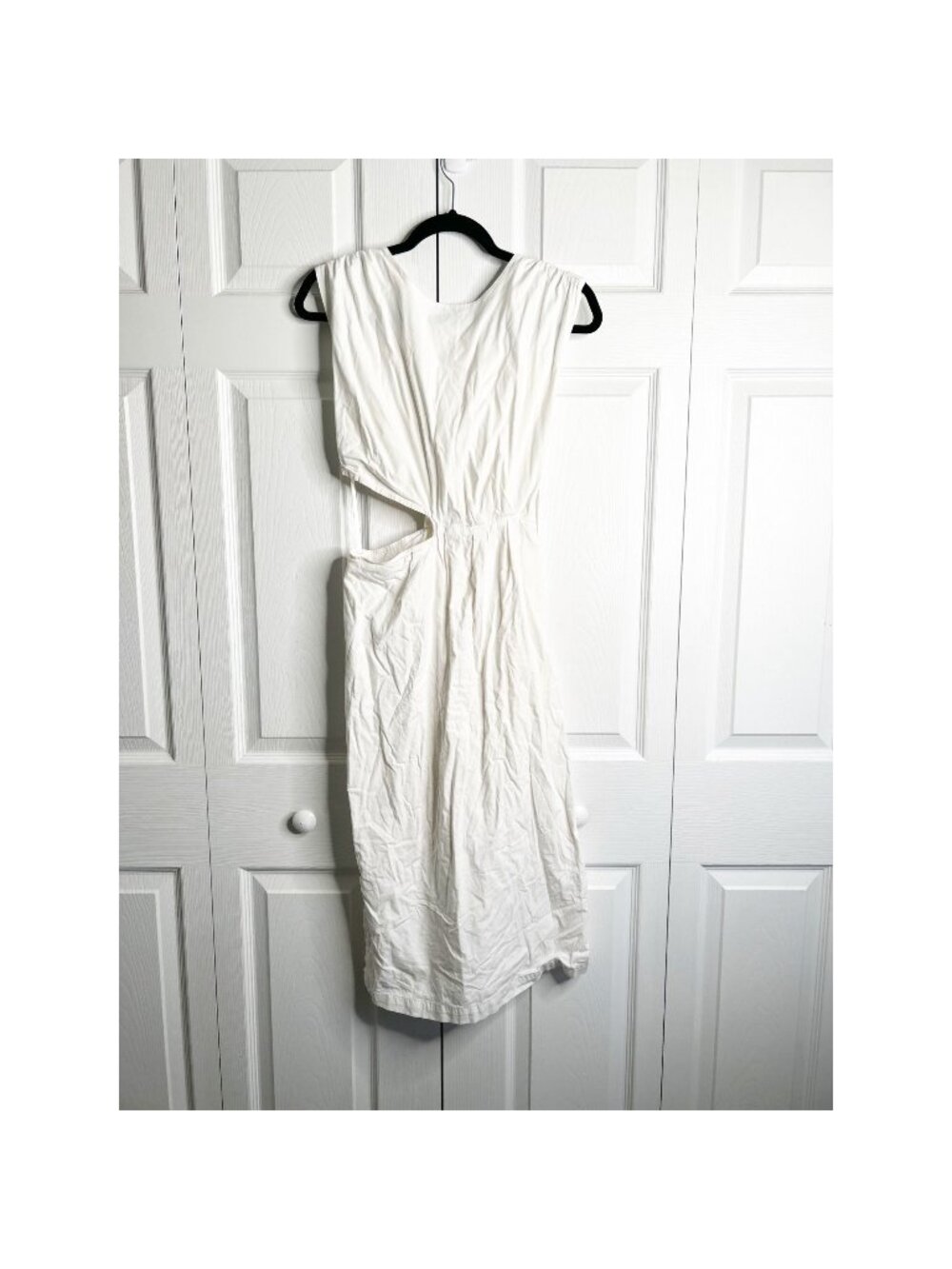 Love, Whit White Cutout Cap Sleeve Sheath Side Slit Midi Dress Women Size Small